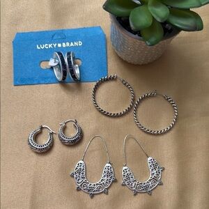 Lucky Brand 🍀 Bundle of Hoops in Silver color